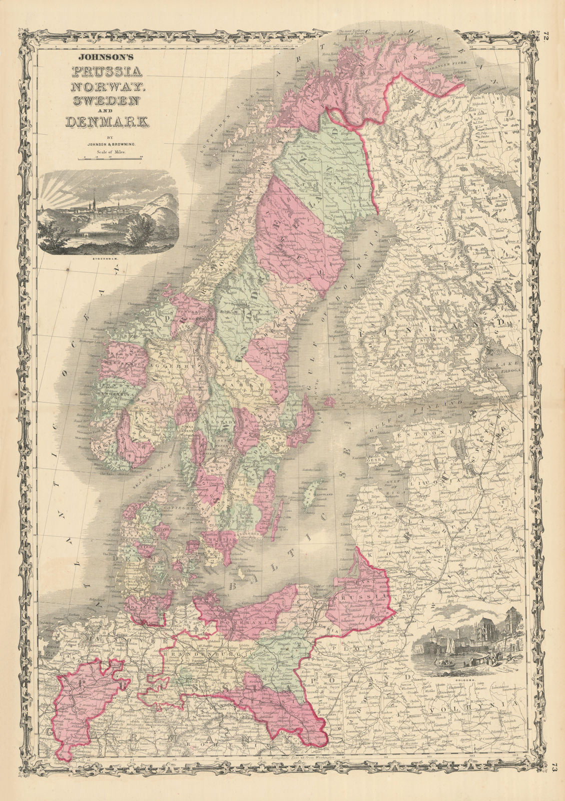 Johnson's Prussia, Norway, Sweden & Denmark. Scandinavia Baltic Poland 1861 map